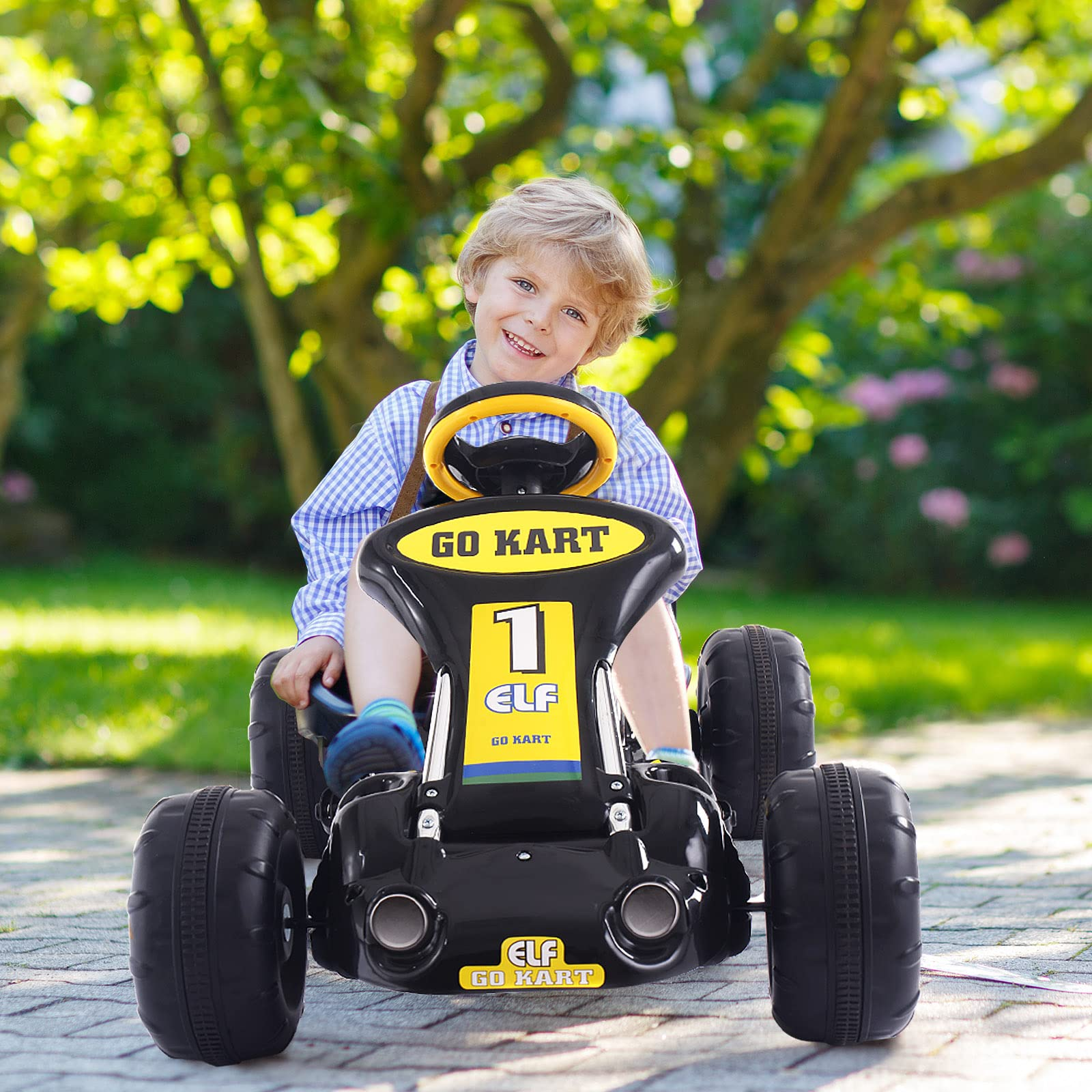 Costzon Go Kart for Kids, 4-Wheel Pedal Powered Car