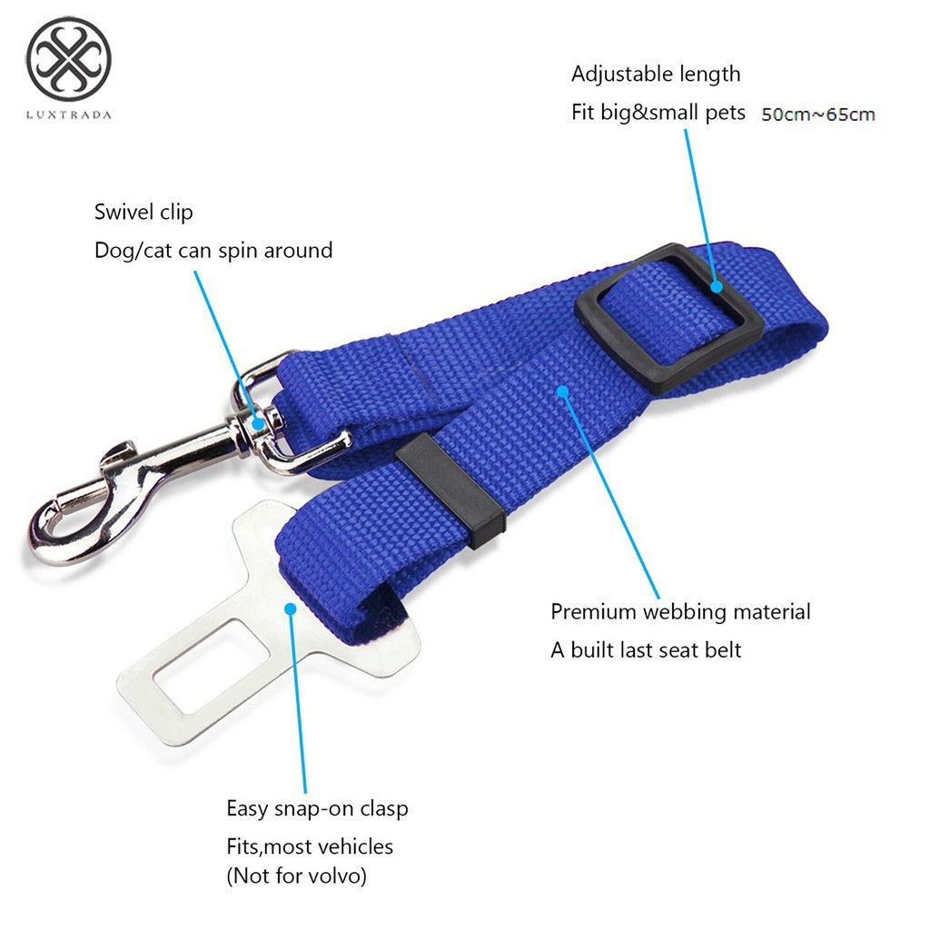 Luxtrada (2 Pack) Adjustable Car Safety Seatbelt for Cat and Dog with Swivel Clip for Large Medium Small Dogs