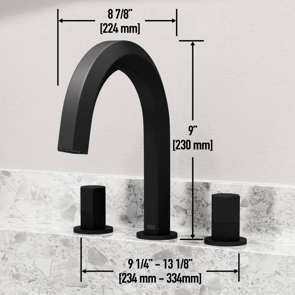 VIGO Hart Two Handle ThreeHole Widespread Bathroom Faucet in Matte Black