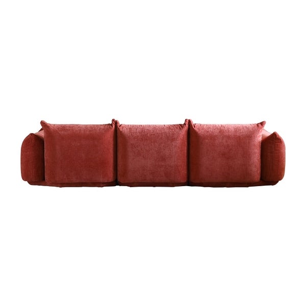 3 Seat Chenille Fabric Sectional Sofa with Ottoman