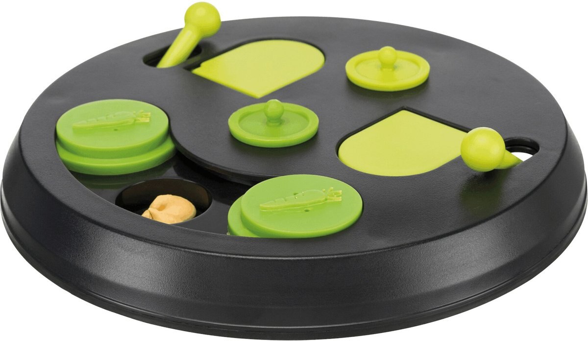 TRIXIE Strategy Flip Board Small Pet Snack Game Toy， Black and Green， Medium