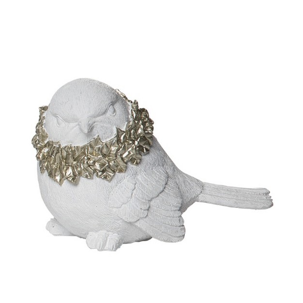 Transpac Resin 5 5 In White Christmas Elegant Glitter Wreath Bird Figurine