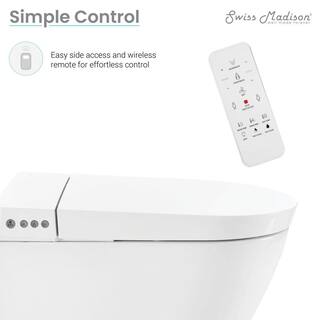 Swiss Madison Hugo Wall-Hung 1-piece 0.81.1 GPF Dual Flush Elongated Smart Toilet with Bidet Bundle in. Glossy White Seat Included SM-STK0805PS