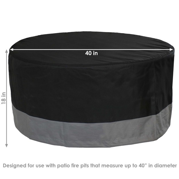 Sunnydaze Outdoor Heavy duty Weather resistant 300d Polyester Round 2 tone Fire Pit Cover Gray And Black