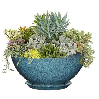 CHG CLASSIC HOME  GARDEN 10 in. Indigo Speckle Rosie Bowl Resin Planter 9010D-375R