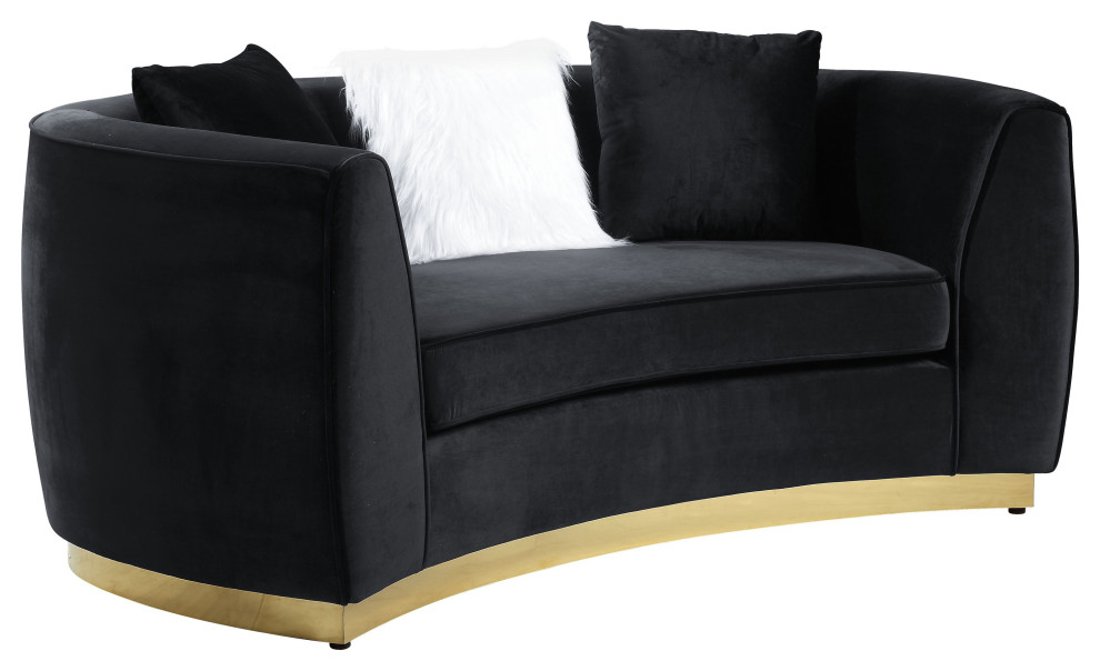 ACME Achelle Loveseat with 3 Pillows in Black Velvet   Contemporary   Loveseats   by Acme Furniture  Houzz