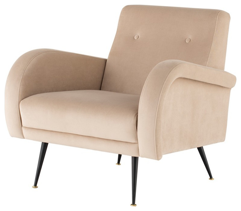 Eunice Occasional Chair nude velour   Midcentury   Armchairs And Accent Chairs   by Virgil Stanis Design  Houzz