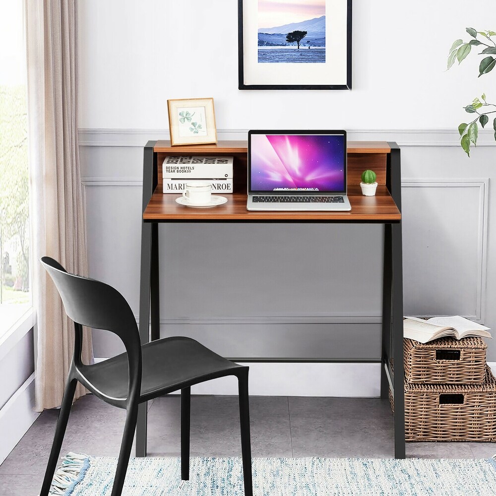 Costway 2 Tier Computer Desk PC Laptop Table Study Writing Home Office