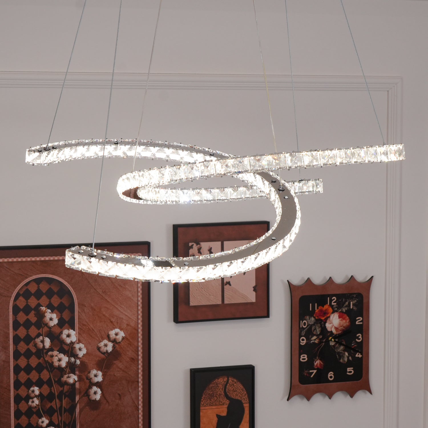 Modern Crystal Double C Chandelier