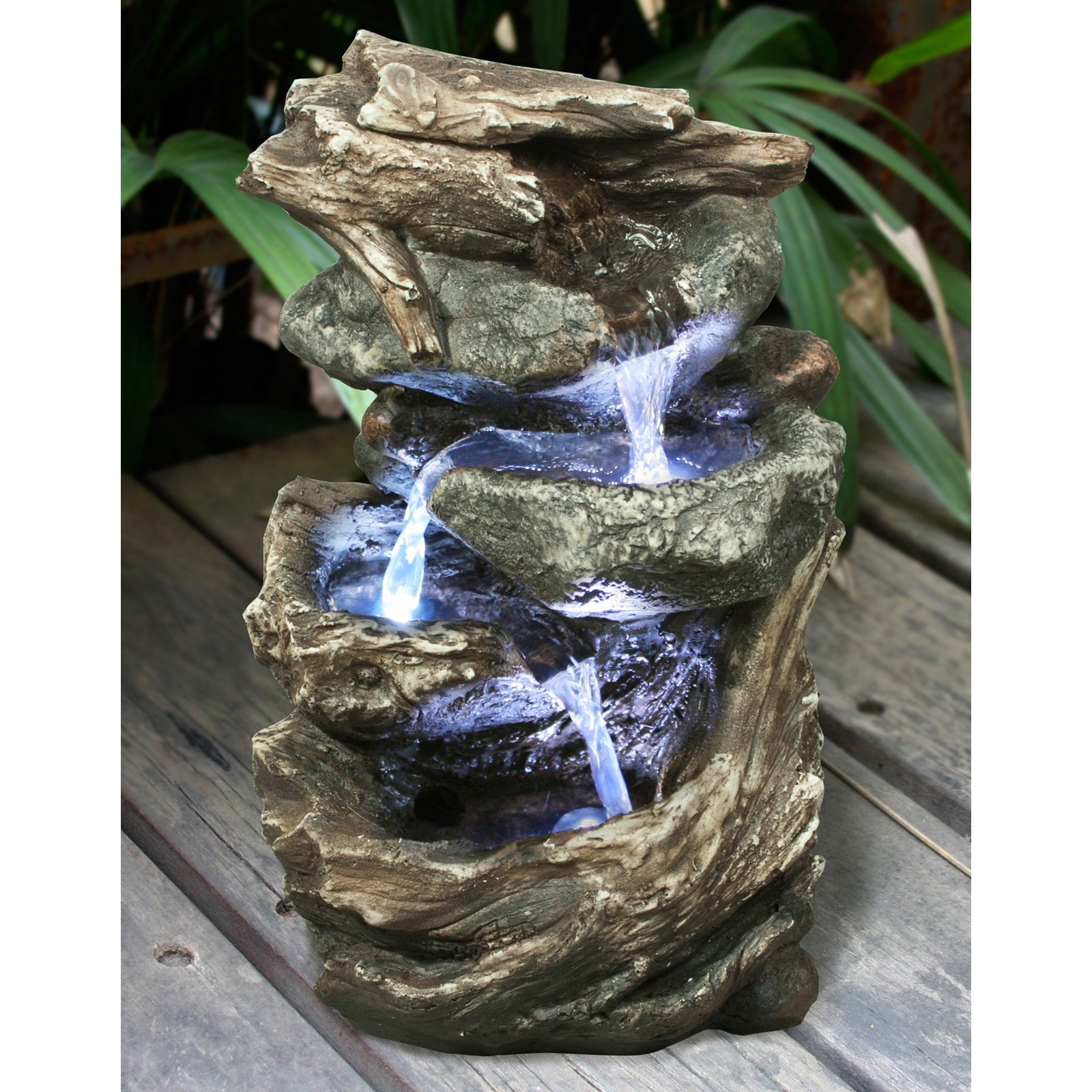 Hi-Line Gift Fountain-Log /Stone Waterfall with LED