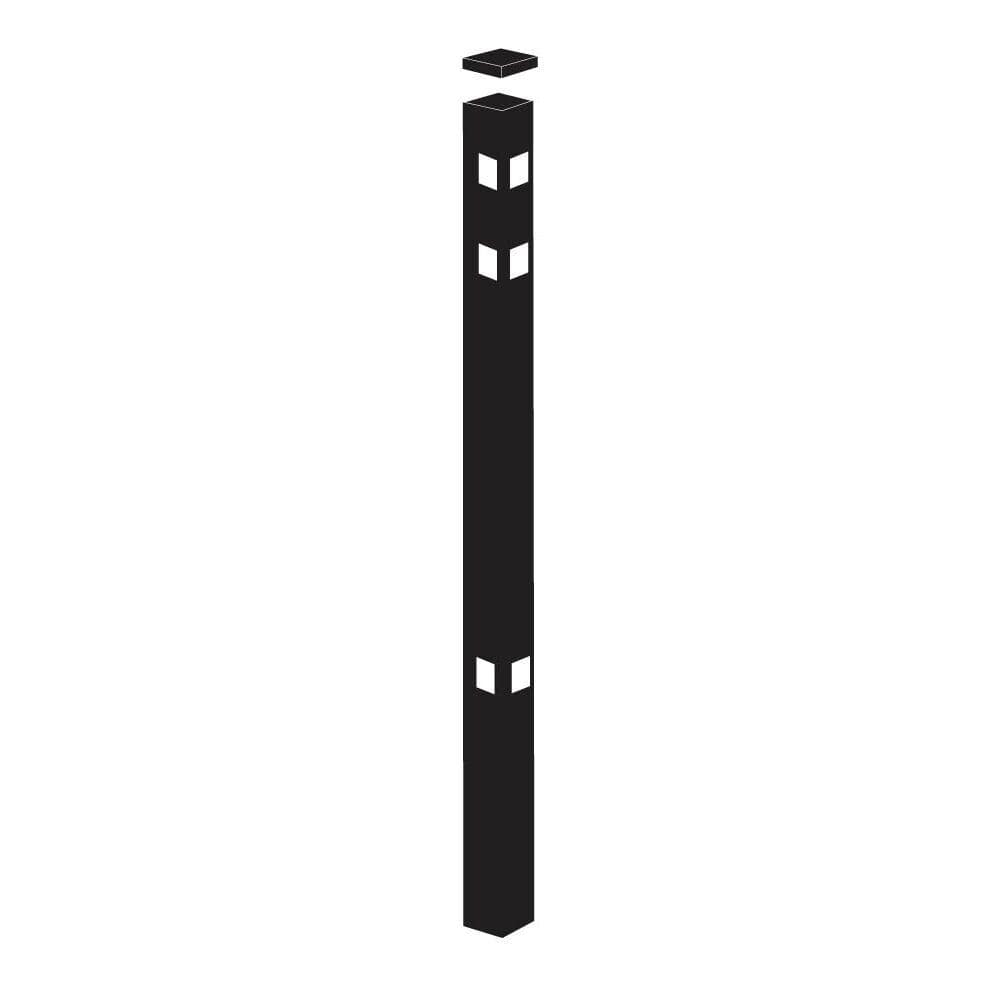 Barrette Outdoor Living Natural Reflections 2 in. x 2 in. x 8-7/8 ft. Black Standard-Duty Aluminum Fence Corner Post 73002396