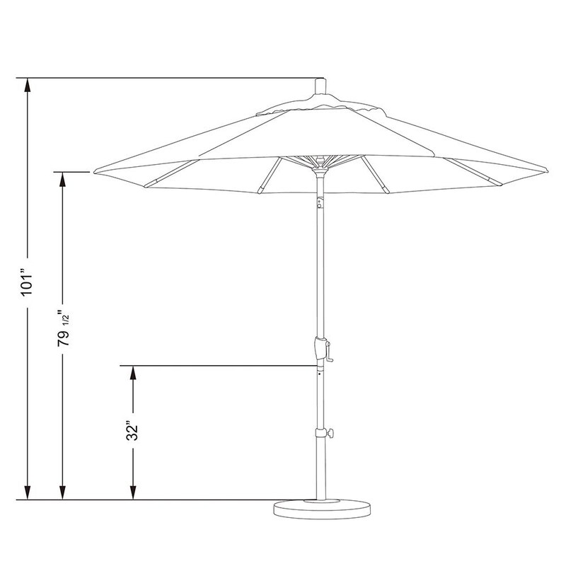 California Umbrella Pacific Trail Series 9 Ft Octagonal Aluminum Push Button Tilt Patio Umbrella W/ Crank Lift