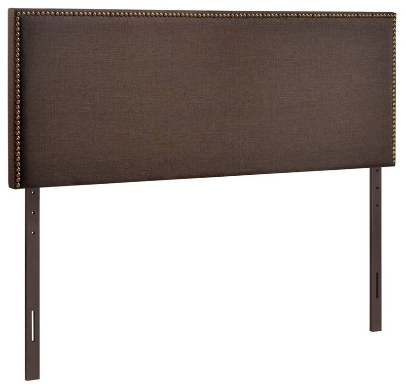 Region Queen Nailhead Upholstered Headboard  Dark Brown   Transitional   Headboards   by Simple Relax  Houzz