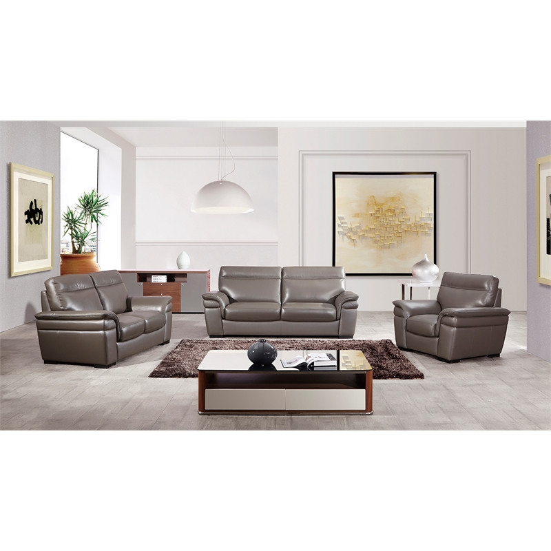 EK020 Taupe (Brown) Color With Italian Leather Sofa   Contemporary   Sofas   by Homesquare  Houzz