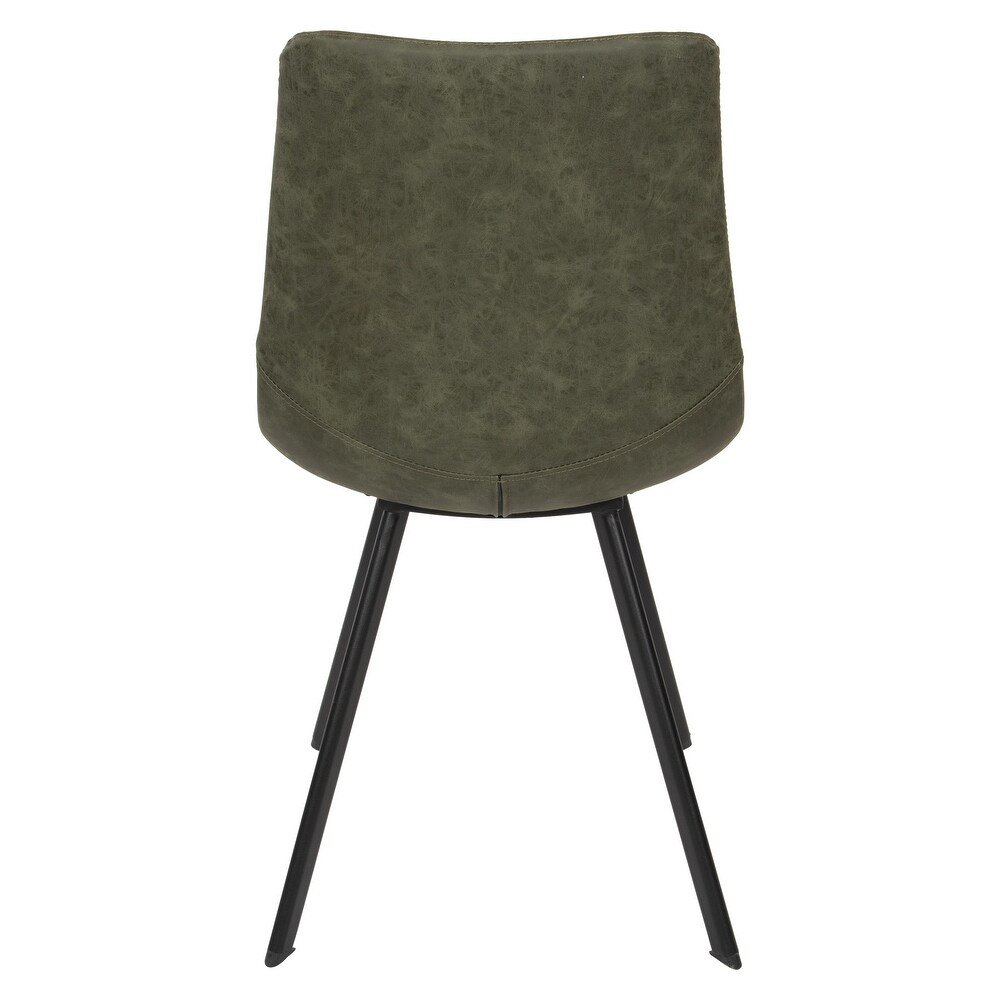 LeisureMod Markley Dining Chair With Metal Legs Set of 2   Olive Green   22 x 33 x 22.24