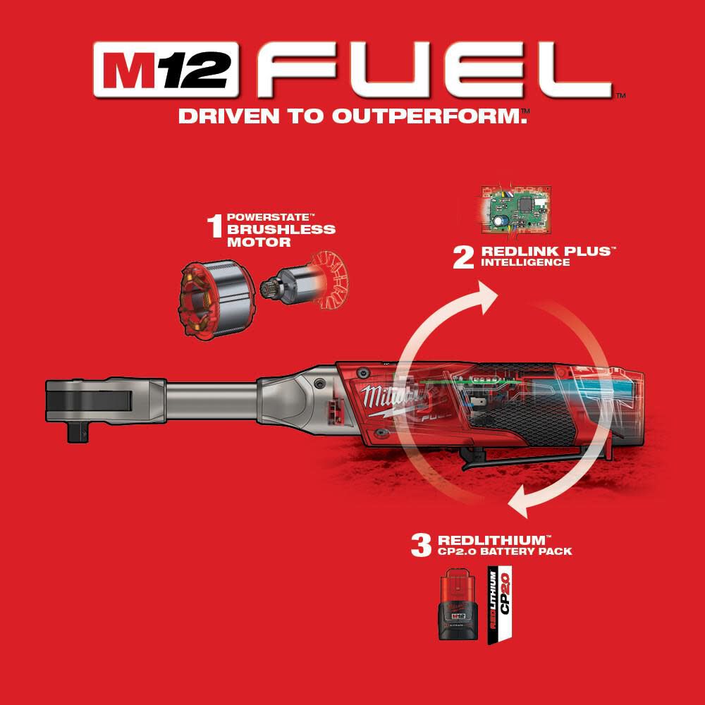 Milwaukee M12 FUEL 3/8 in. Extended Reach Ratchet 1 Battery Kit 2560-21 from Milwaukee