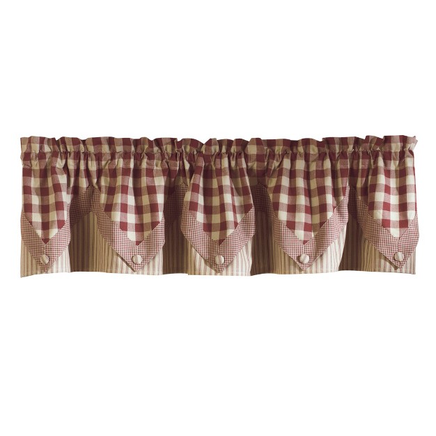 Park Designs Red Check York Lights Lined Point Valance