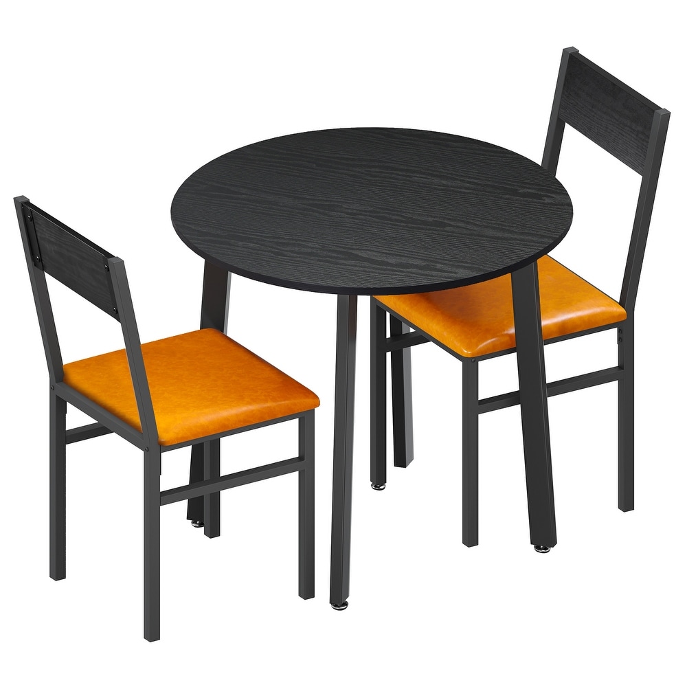 3 Piece Dining Table Set with 2 Cushioned Chairs for Kitchen Apartment