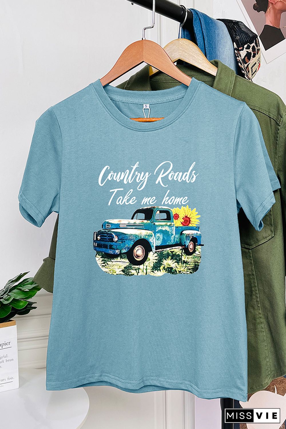 Country Road Take Me Home Print Short Sleeve Graphic Tee Wholesale