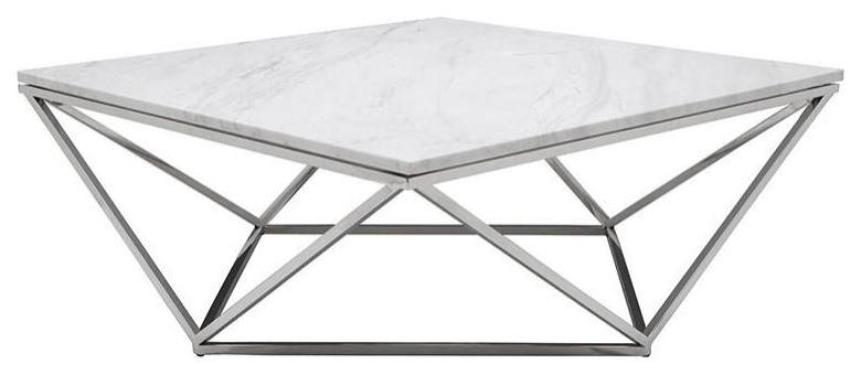 Jasmine Coffee Table Black Wood Vein Marble/Polished Stainless   Contemporary   Coffee Tables   by Old Bones Co.  Studios  Houzz