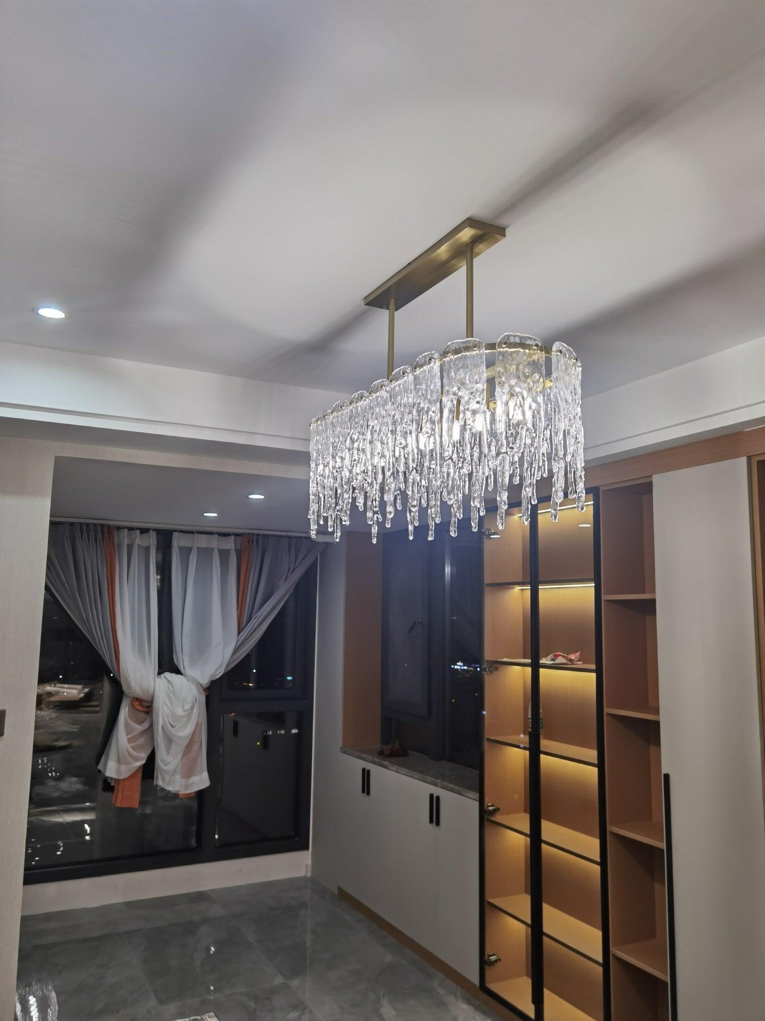 Rectangular Icicle Glass Chandelier