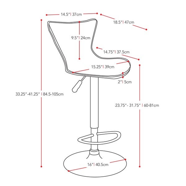 CorLiving Tapered Back Leatherette Adjustable Barstool (Set of 2)