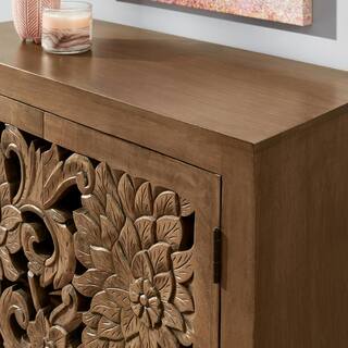 Home Decorators Collection Nadia Carved Solid Wood Accent Cabinet in Haze Brown CAC-20-002