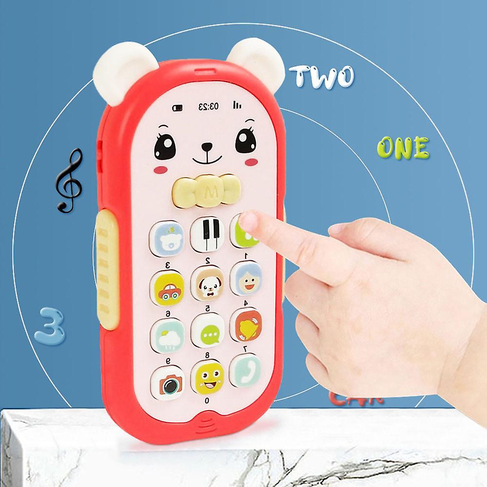 Baby Simulation Mobile Phone Educational Toy Learning Songs Lights Flashing Sound Toy Gifts For Children Over 3 Years Old Light Blue Bear