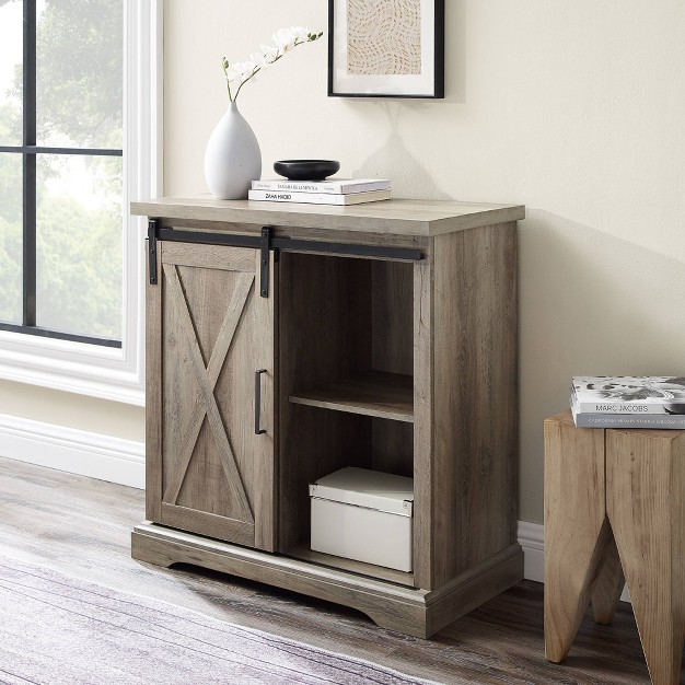 Tertia Industrial Accent Cabinet With Sliding X Barn Door Saracina Home