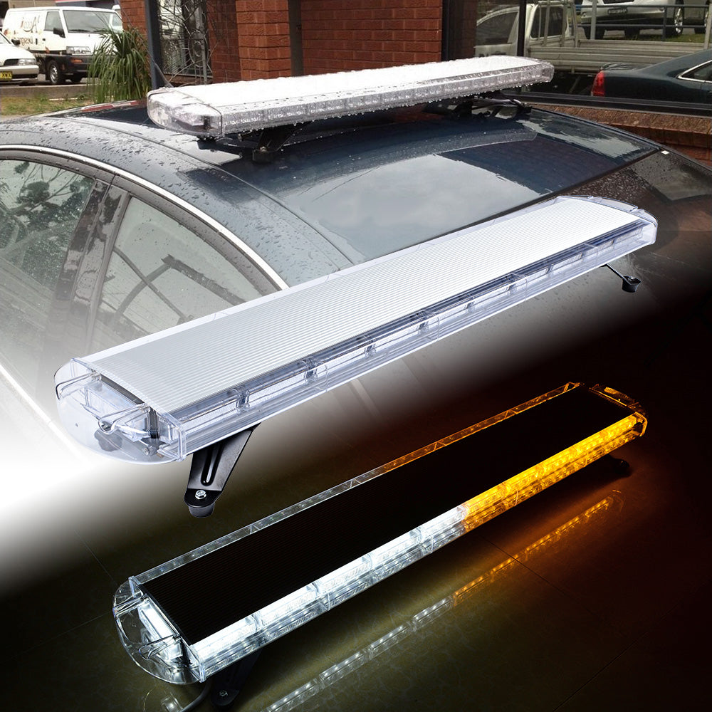 Completed Set 47 Inch 88-LED Amber White Warning Emergency Car Tow Truck Plow Response Strobe Light Bar