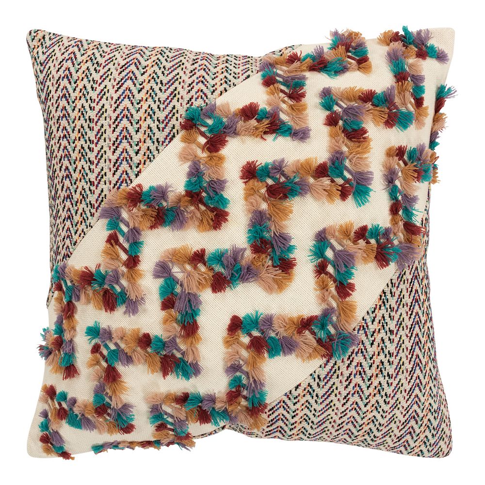 Rizzy Home Pam Pom Collage Throw Pillow