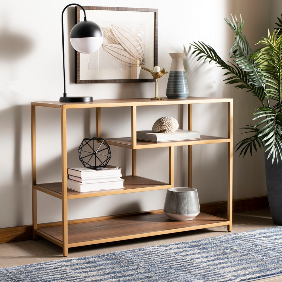 Suri Geometric Console Table  Walnut/Black   Contemporary   Console Tables   by Rustic Home Furniture Deco  Houzz