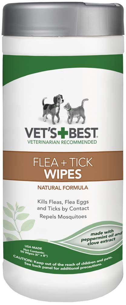 Vets Best Flea  Tick Wipes for Dogs and Cats 50ct