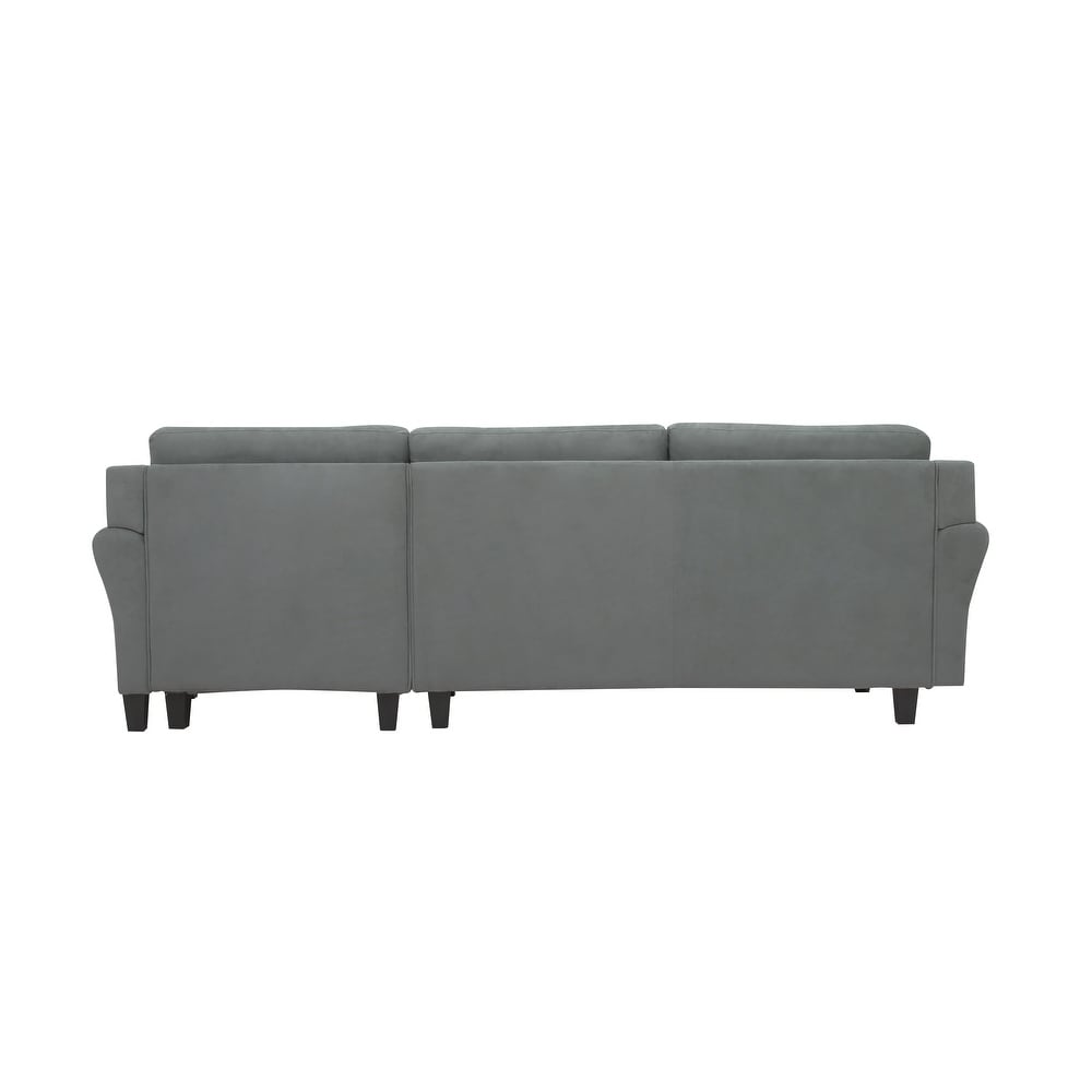 iLounge Harvard Microfiber Sectional Sofa with Rolled Arms