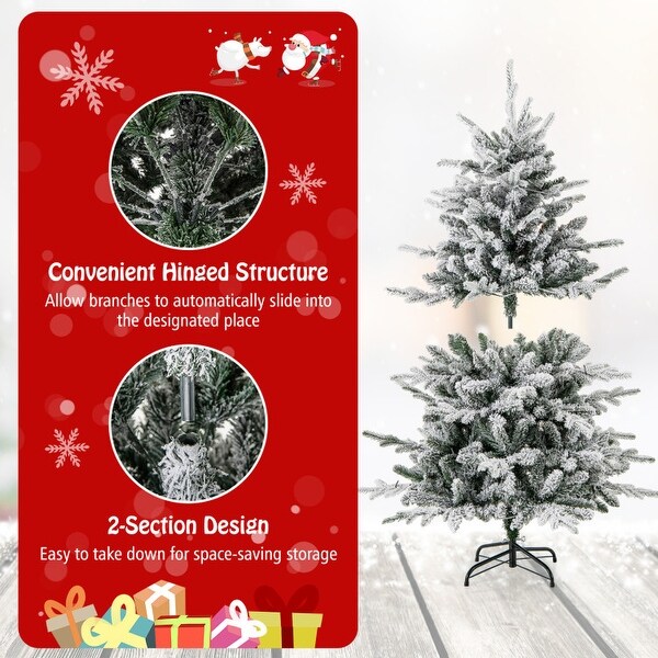 Flocked Christmas Tree with 8 Lighting Modes and MultiColor LED Lights