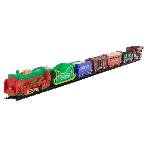 23 Pc Battery Operated Lighted and Animated Classic Christmas Train Set with Oval Track