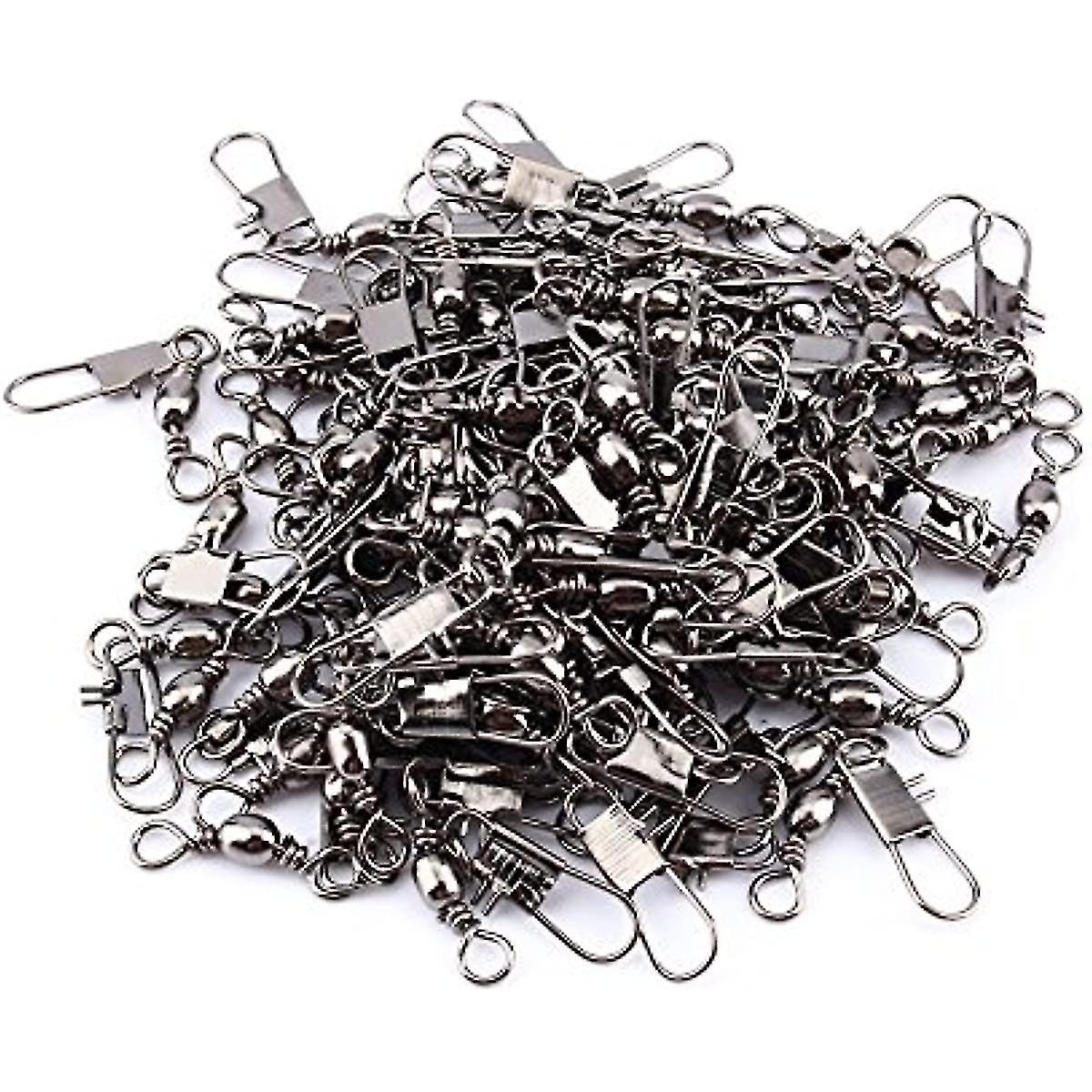 Dilwe Fishing Barrel Swivel  100pcs 8 Shape Fish Fishing Barrel Swivel High Tensile Strength Barrel Swivel Ball Bearings Fishing Swivel Snap Tackle Fo