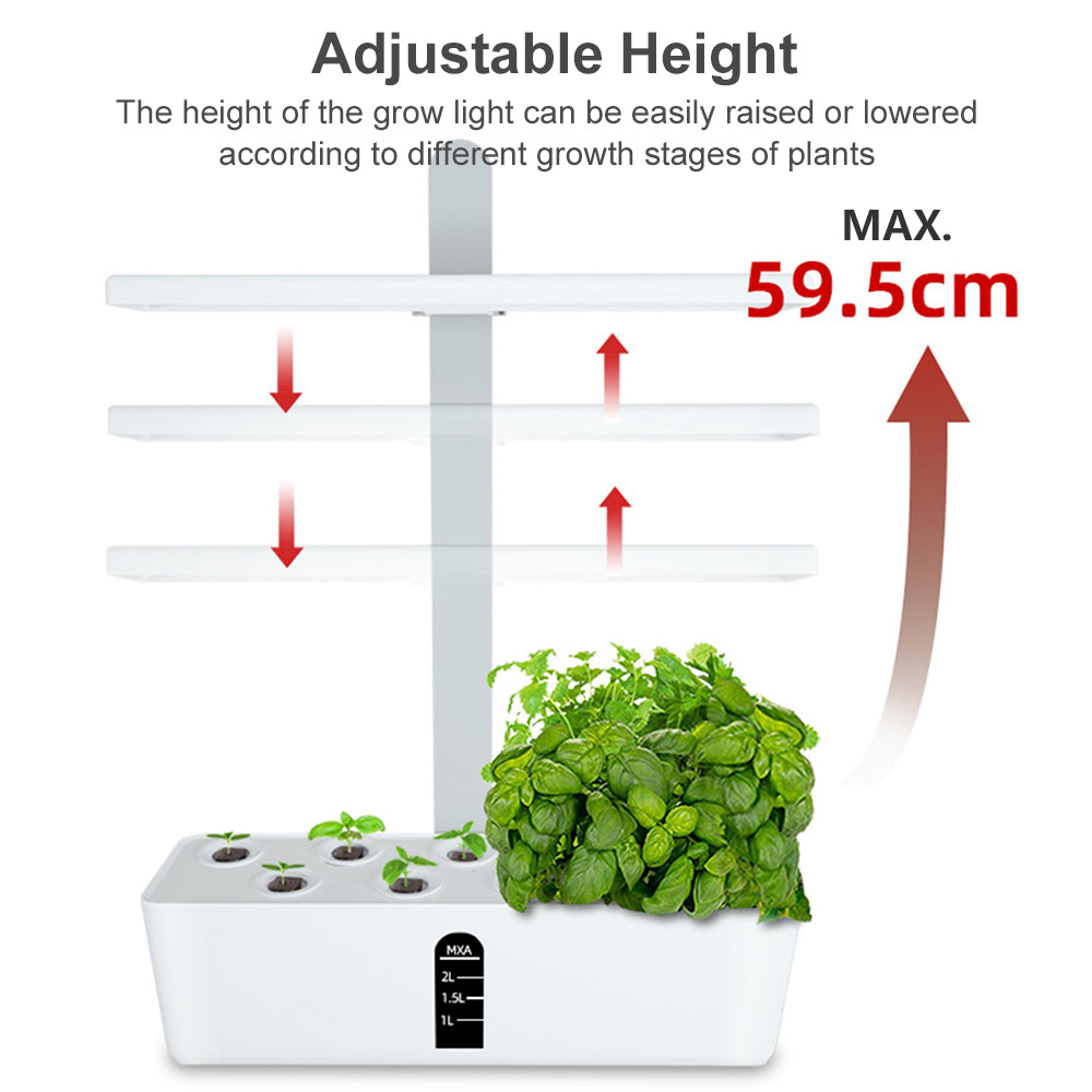 Gecheer Smart Hydroponics Growing System Indoor Herb Garden Kit 9 Pods Automatic Timing with Height Adjustable 15W  Grow  2L  Tank Smart  Pump for Home Office Kitchen