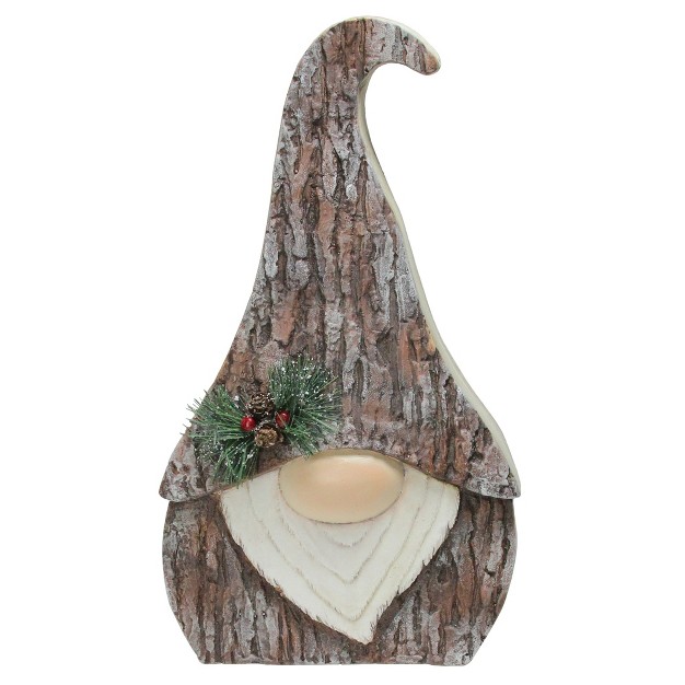 Brown And White Faux Tree Bark Gnome Christmas Figure