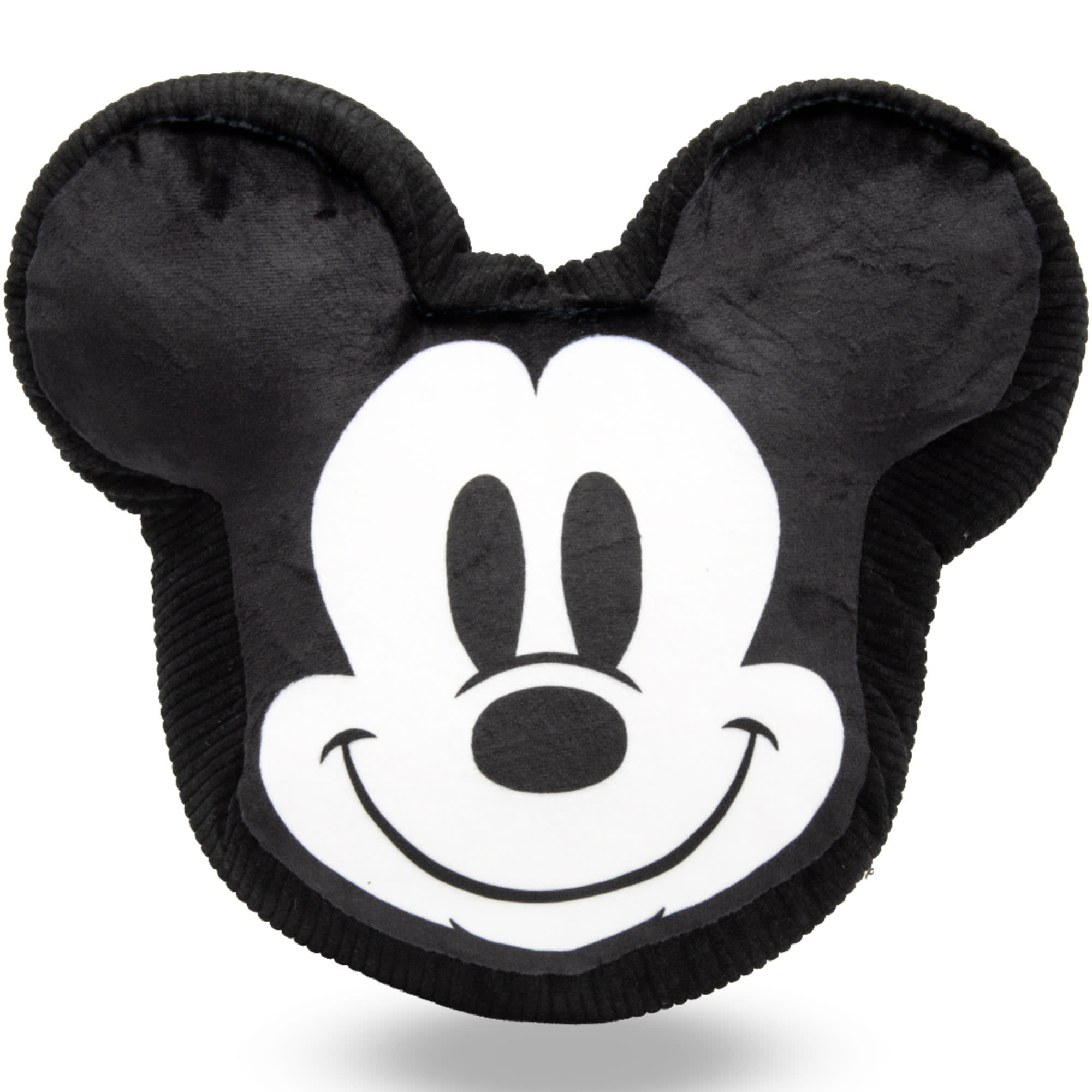 Buckle-Down Black Disney Mickey Mouse Smiling Face Plush Squeaker Dog Toy， Large