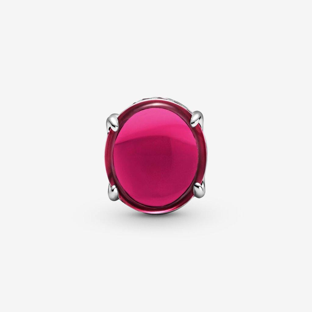 PANDORA  Fuchsia Rose Oval Cabochon Charm