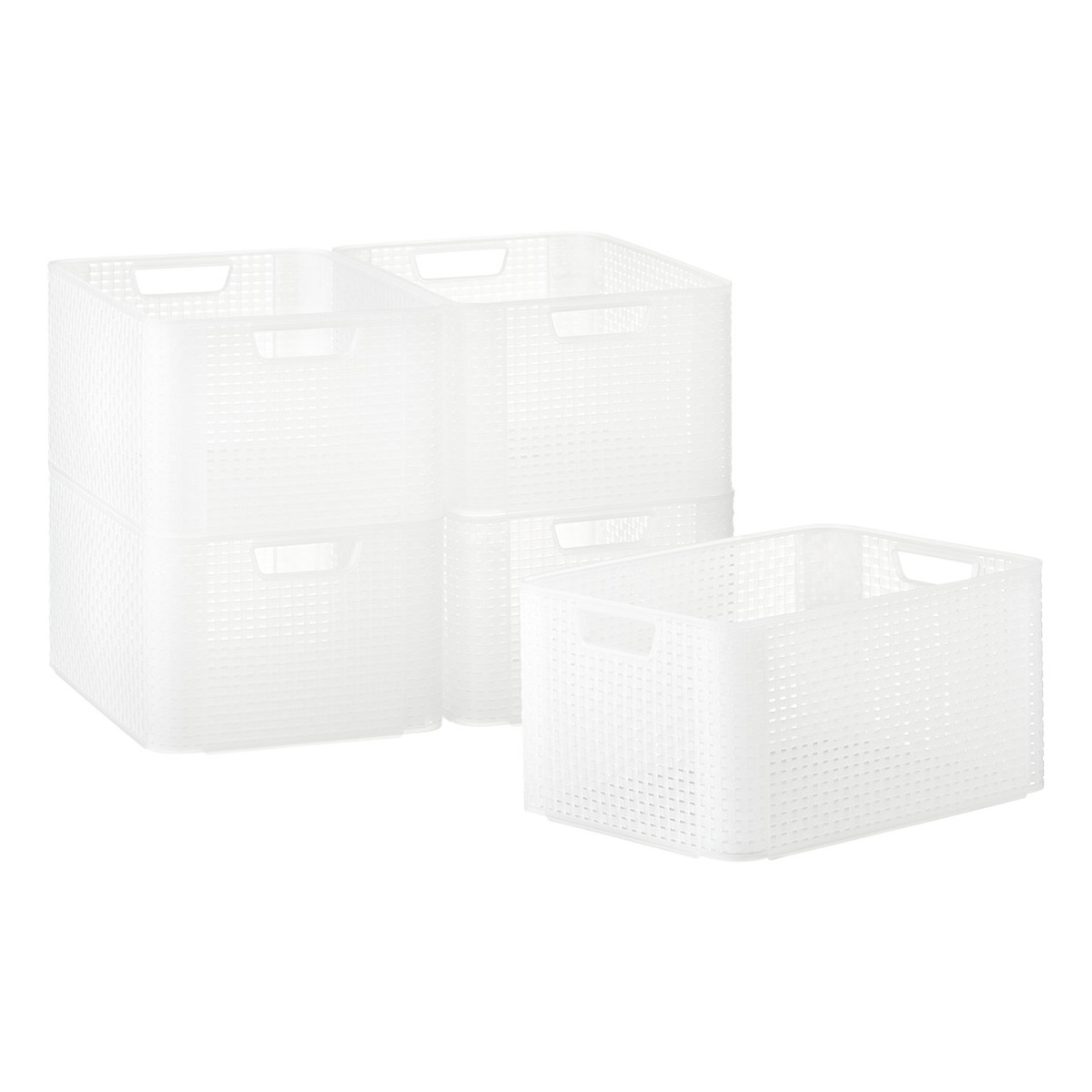 Curver White Basketweave Storage Bin with Handles