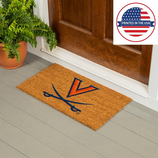 Evergreenncaavirginia Cavaliers Logo Natural Coir 28 X 16 Inches Indoor Outdoor Doormat