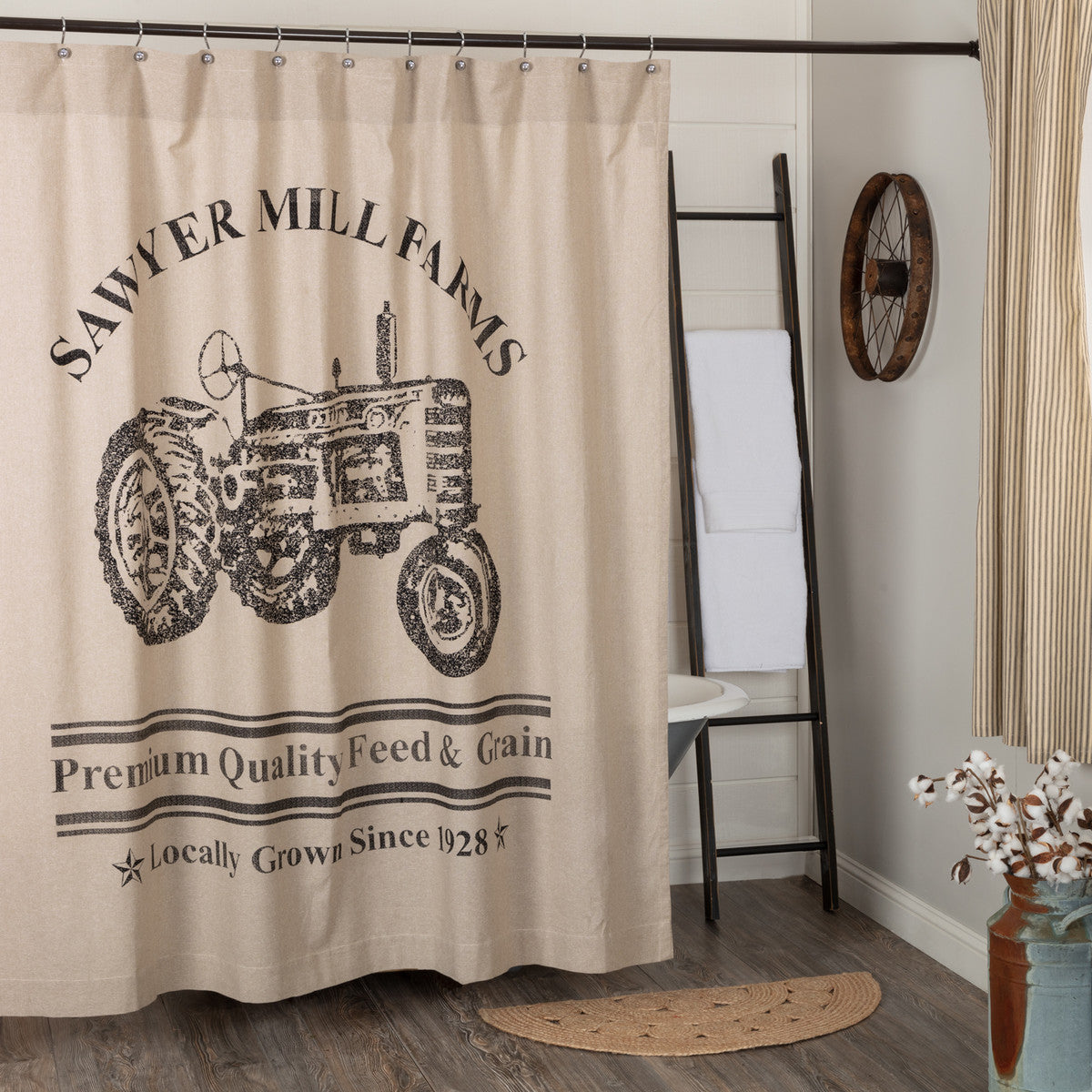 Sawyer Mill Charcoal Tractor Shower Curtain 72x72