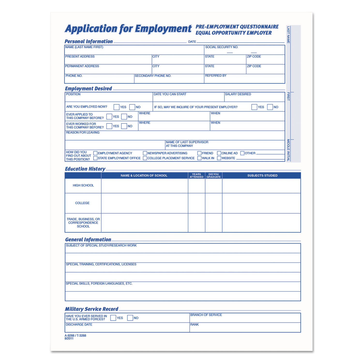 Comprehensive Employee Application Form by TOPSandtrade; TOP3288