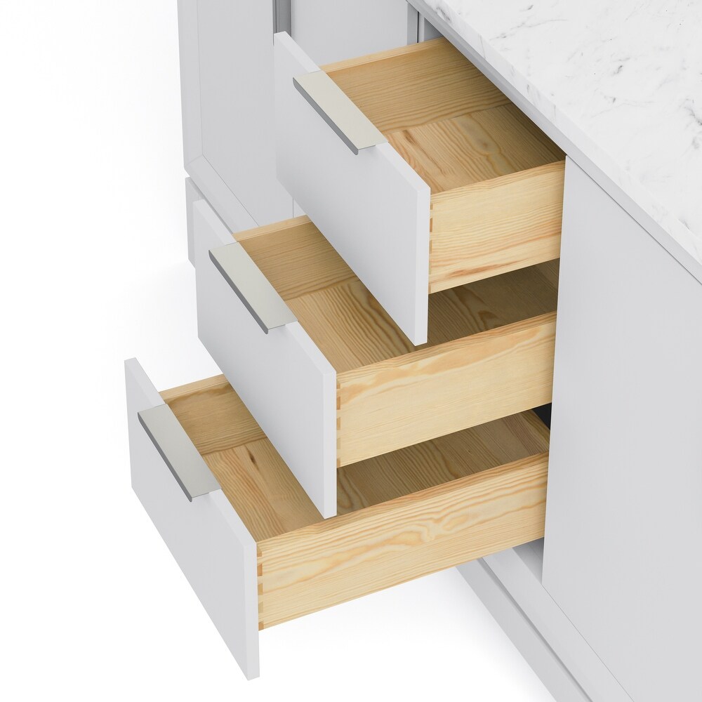 Elizabeth 72 Inch Double Sink Carrara White Marble Vanity