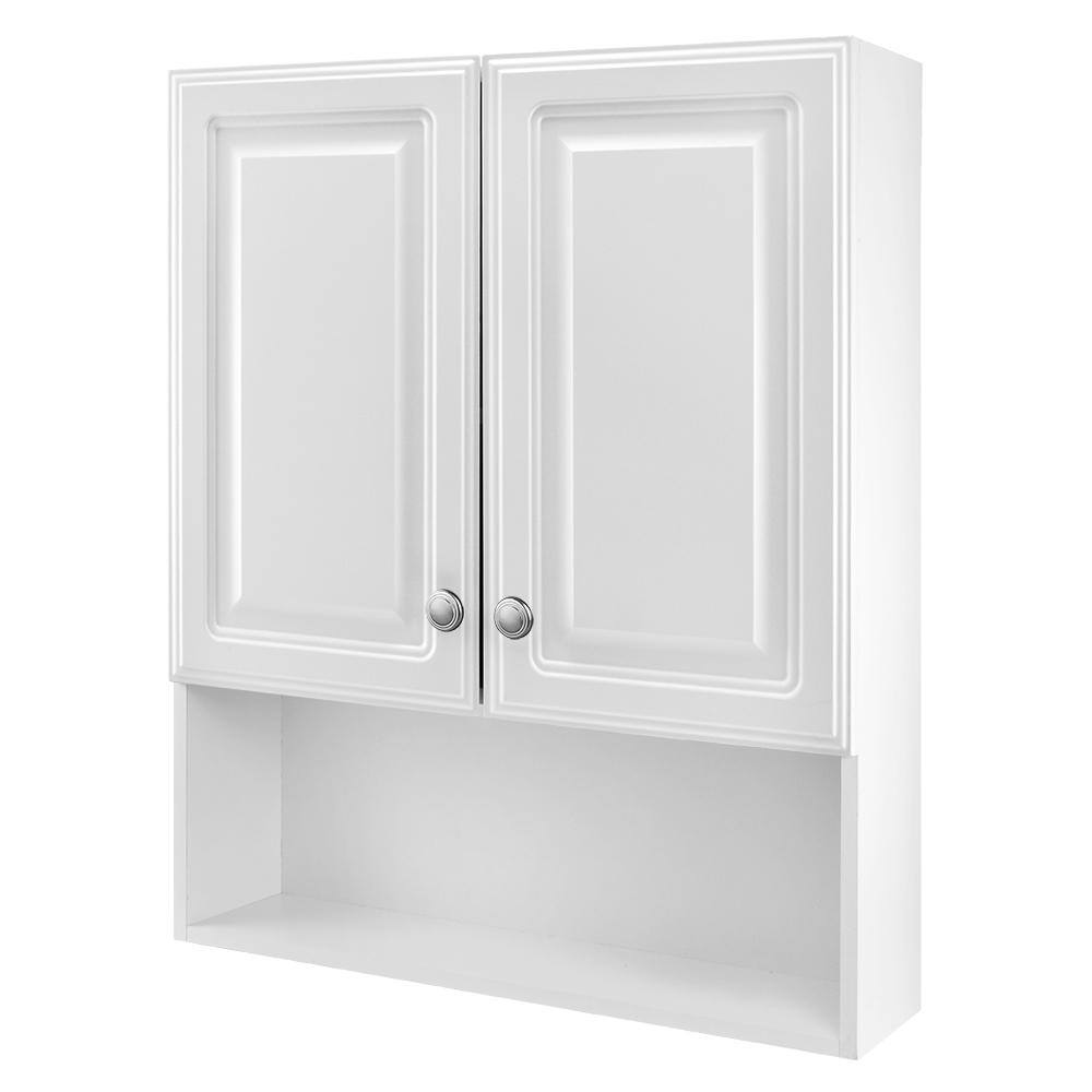 Glacier Bay 23-18 in. W x 27-78 in. H Framed Surface-Mount Bathroom Medicine Cabinet in White 45396