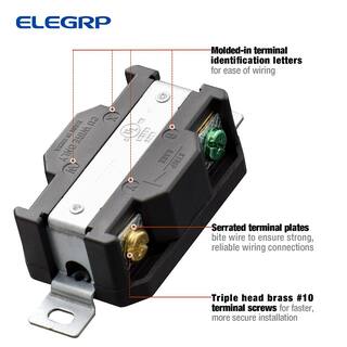 ELEGRP 30 Amp 125250V NEMA L14-30R Locking Receptacle Industrial Grade Grounding Twist Lock Outlet Black L1430RL