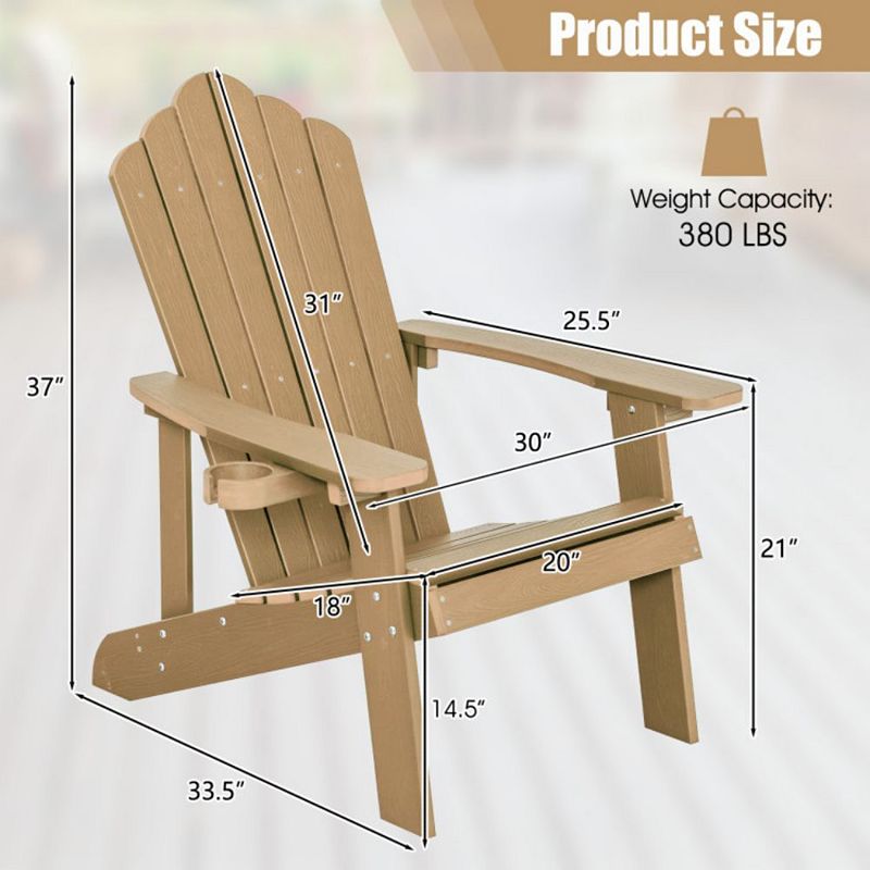 Hivago Weather Resistant HIPS Outdoor Adirondack Chair with Cup Holder