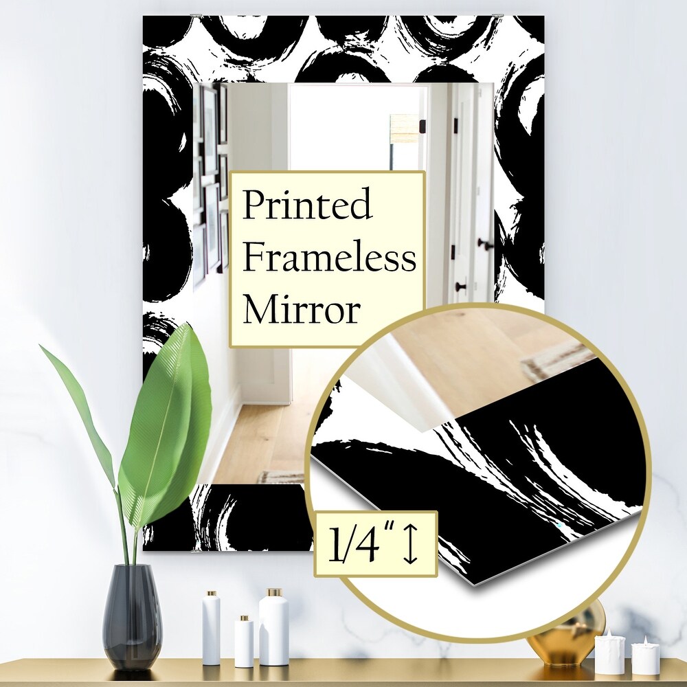 Designart 'Black   White 7' Modern Mirror   Contemporary Printed Wall Mirror